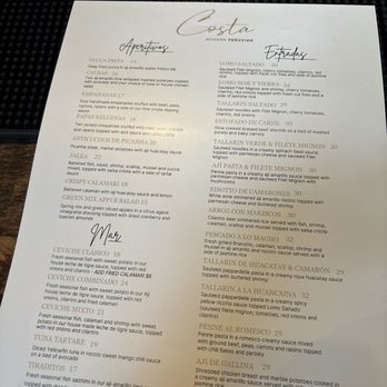 Costa Contemporary Kitchen - Menu - Peruvian Near Me - Costa Mesa, California