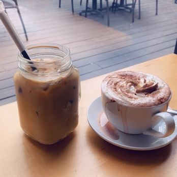 Mia's Bakery - Iced Latte and Hot Chocolate w/whipped cream - Bakeries Near Me - Brooklyn, New York