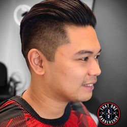 That One Barbershop - Sharp undercut with smooth slick back for bold, polished look. Crafted at That One Barbershop in Poway--one barber, one chair, all style.
