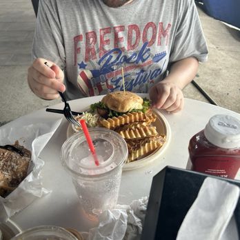 Mahi Nic - Son with Mahi sandwich and giant fries - Seafood Near Me - South Padre Island, Texas Mahi Nic - Son with Mahi sandwich and giant fries - Seafood Near Me - South Padre Island, Texas