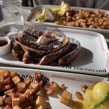 Breakfast Republic - Middle: Banana French Toast  Bottom: Traditional Eggs Benedict - Breakfast & Brunch Near Me - Irvine, California