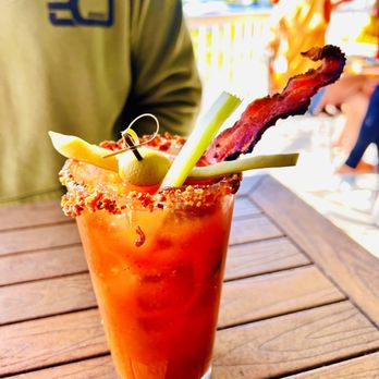 Beachside Diner - Hair of the Dog bloody marry...peppercorn bacon w honey bacon crumbled rim - Diners Near Me - St. Augustine, Florida Beachside Diner - Hair of the Dog bloody marry...peppercorn bacon w honey bacon crumbled rim - Diners Near Me - St. Augustine, Florida