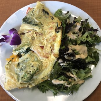 Guieb Cafe - Garden Omelette with Side Salad - New American Near Me - Honolulu, Hawaii Guieb Cafe - Garden Omelette with Side Salad - New American Near Me - Honolulu, Hawaii