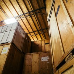 Wooden vaults in warehouse