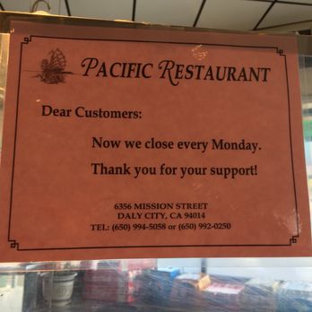 Pacific Restaurant - Hours - Chinese Near Me - Daly City, California Pacific Restaurant - Hours - Chinese Near Me - Daly City, California