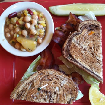 Toasted Mango Cafe - Sarasota BLT with mango and 3 bean salad. - Cafes Near Me - Sarasota, Florida