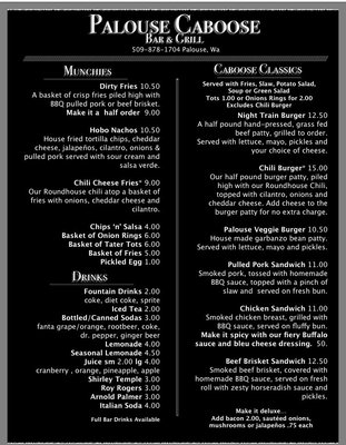 Menu photo 8 Palouse Caboose Bar And Grill Palouse, WA