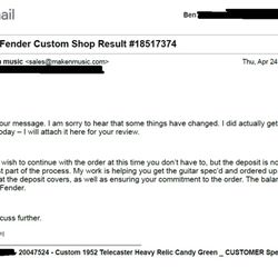 Make'n Music - Admitting the deposit is not for the guitar but his "services".