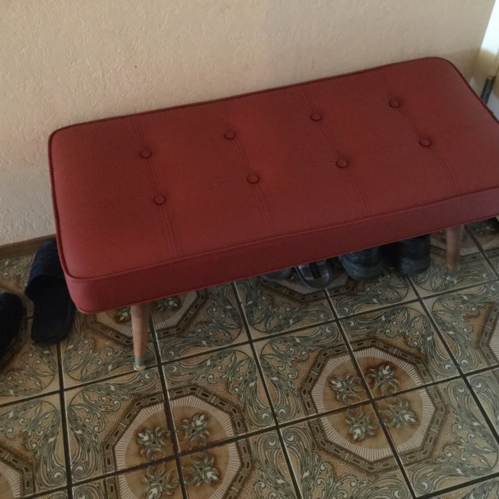 Leo's Upholstery - My 1940's-1950's footstool, which Leo says "should last 100 years!" - Furniture Reupholstery Near Me - San Leandro, California Leo's Upholstery - My 1940's-1950's footstool, which Leo says "should last 100 years!" - Furniture Reupholstery Near Me - San Leandro, California
