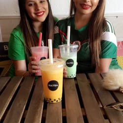 HA!TEA Bubble Tea House - Strawberry,papaya and melon/honeydew all with boba