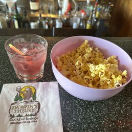 Tito's w/cranberry & a bowl of popcorn!