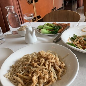 Panda Inn - Garlic Noodles with Chicken and Chicken in garlic  sauce with bok choy. - Chinese Near Me - Glendale, California