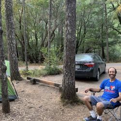 Grassy Flat Campground - Hanging out for the evening with my tent set up among the forest setting.