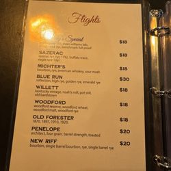 Charred Oak Kitchen - Flights menu