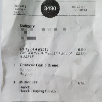 Pizza Guys - Receipt with items ordered - Pizza Near Me - Antioch, California