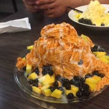 Tea Spots - Thai Tea shaved ice with condensed milk, boba, and Mango! - Shaved Ice Near Me - Pasadena, California Tea Spots - Thai Tea shaved ice with condensed milk, boba, and Mango! - Shaved Ice Near Me - Pasadena, California