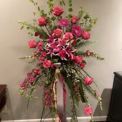 Anytime Flowers - Standing Easil spray with bursting pinks