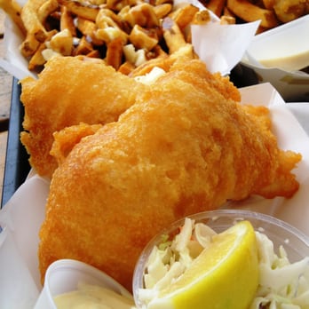 Trollers Fish & Chips - Fish and chips--fried halibut with cole slaw. Very moist and fresh fish, crisp and not greasy. - Seafood Near Me - Nanaimo, British Columbia Trollers Fish & Chips - Fish and chips--fried halibut with cole slaw. Very moist and fresh fish, crisp and not greasy. - Seafood Near Me - Nanaimo, British Columbia
