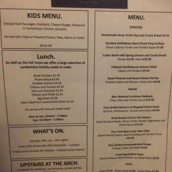 The Arch Inn - Menu - July 2015 - Seafood Near Me - Ullapool, HLD