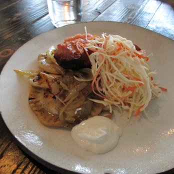 Roost - Homemade Pierogi with Grilled Kielbasa - American Near Me - Buffalo, New York Roost - Homemade Pierogi with Grilled Kielbasa - American Near Me - Buffalo, New York
