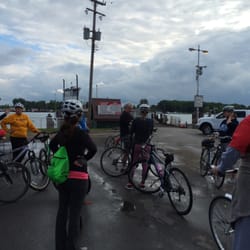 Harsens Island Ferry - Waiting for the ferry - no fee for us bikers