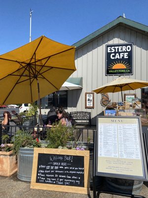 Photo of Estero Cafe - Valley Ford, CA, US. Outdoor seating/check in booth.