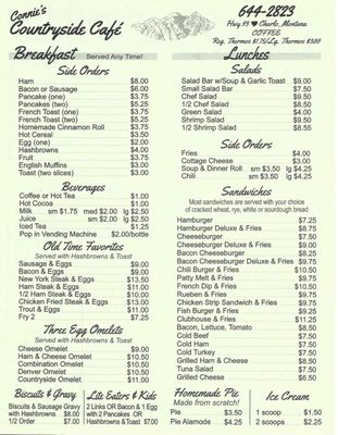 Menu photo 2 Connie's Countryside Cafe Charlo, MT