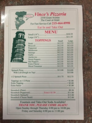 Menu photo 4 Vince's Pizzeria Philadelphia, PA Menu photo 4 Vince's Pizzeria Philadelphia, PA