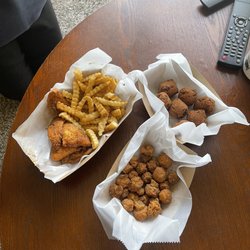 Grand Rapids Fishery - 1/2lb. Deep Fried Mushrooms Tilapia Dinner 10 Pieces Hush Puppies