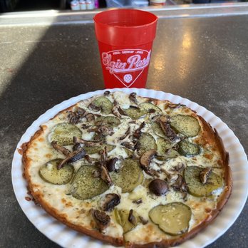 Elgin Park - Gluten Free Pickle Pizza with mushrooms. - Sports Bars Near Me - Tulsa, Oklahoma Elgin Park - Gluten Free Pickle Pizza with mushrooms. - Sports Bars Near Me - Tulsa, Oklahoma