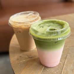 Strawberry matcha latte