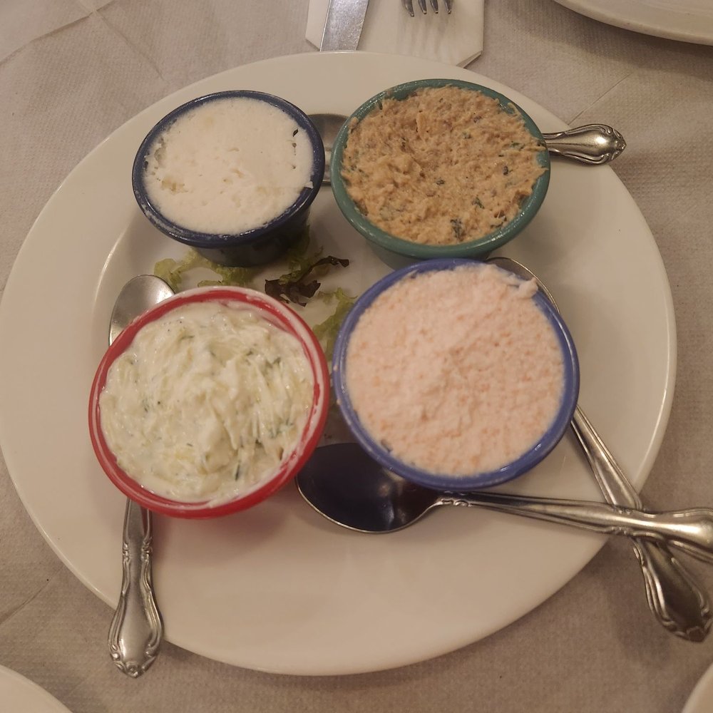 Loukoumi Taverna - Pikilia Spread (Tzatziki, Tarawa, Skordalia, Melitzanosalata) - Greek Near Me - Astoria, New York Loukoumi Taverna - Pikilia Spread (Tzatziki, Tarawa, Skordalia, Melitzanosalata) - Greek Near Me - Astoria, New York