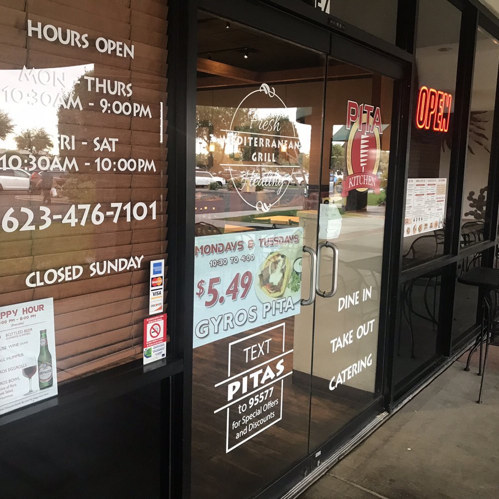 Pita Kitchen - Arrowhead - Outside with new logo on door - Mediterranean Near Me - Glendale, Arizona