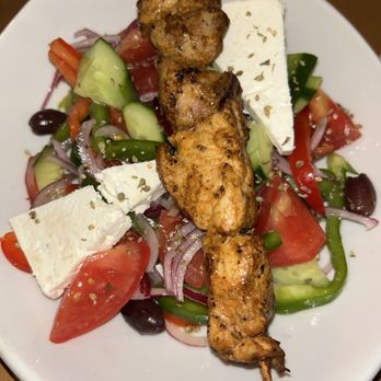 The Gyro Project - Horiatiki Salad (added chicken souvlaki) - Mediterranean Near Me - New York, New York The Gyro Project - Horiatiki Salad (added chicken souvlaki) - Mediterranean Near Me - New York, New York