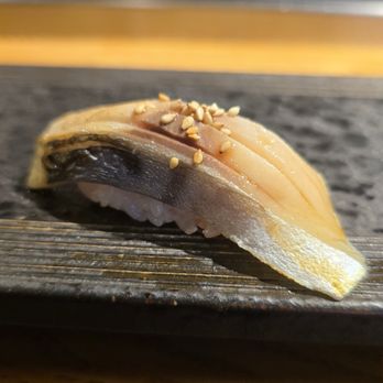 Sushi Kashiba - Saba Norwegian mackerel with sesame seeds - Japanese Near Me - Seattle, Washington Sushi Kashiba - Saba Norwegian mackerel with sesame seeds - Japanese Near Me - Seattle, Washington