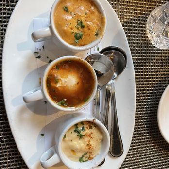 Olesia's Taverne - Soup flight; chicken paprikash, borscht (served warm) and crab lobster bisque - Ukrainian Near Me - Richfield, Ohio Olesia's Taverne - Soup flight; chicken paprikash, borscht (served warm) and crab lobster bisque - Ukrainian Near Me - Richfield, Ohio