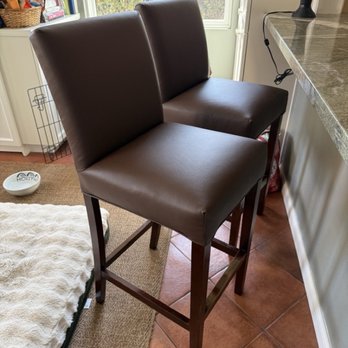 Sardo Custom Upholstery - Reupholstered barstools from the front. - Furniture Reupholstery Near Me - Pasadena, California Sardo Custom Upholstery - Reupholstered barstools from the front. - Furniture Reupholstery Near Me - Pasadena, California