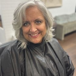 Agape Salon The Beauty Hive - Natural grey style and cut by Dianna