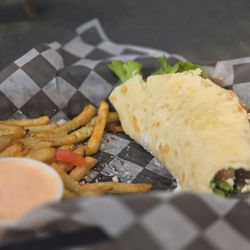 Berts Growler Garage - Gyro sandwich and fries