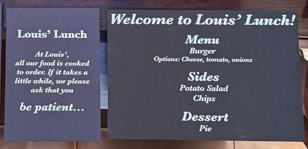 Menu photo 3 Louis' Lunch New Haven, CT Menu photo 3 Louis' Lunch New Haven, CT