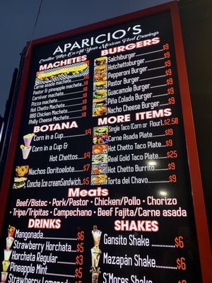 Menu photo 6 Aparicios Austin, TX