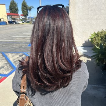 Mane Thing - My hair with the most perfect reddish brown color ever - Hair Salons Near Me - Fountain Valley, California
