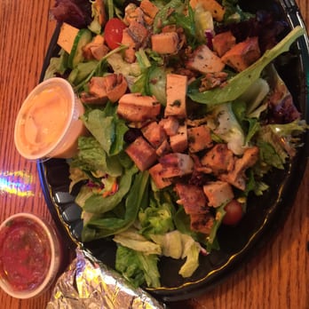 Coconut Joe's - Mesquite Chicken Salad. You really don't need any dressing, it's that good! Comes with tortillas and salsa too! Yum! - Fish & Chips Near Me - Bakersfield, California Coconut Joe's - Mesquite Chicken Salad. You really don't need any dressing, it's that good! Comes with tortillas and salsa too! Yum! - Fish & Chips Near Me - Bakersfield, California