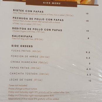 Aldo's Restaurant Peruvian Food - menu - Peruvian Near Me - Toronto, Ontario