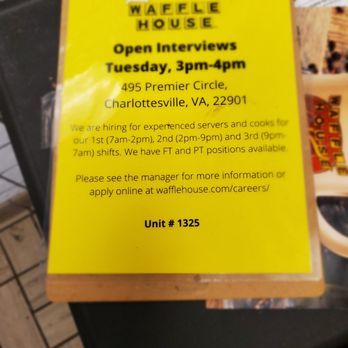 Waffle House - Charlottesville - They're Hiring! - Breakfast & Brunch Near Me - Charlottesville, Virginia Waffle House - Charlottesville - They're Hiring! - Breakfast & Brunch Near Me - Charlottesville, Virginia