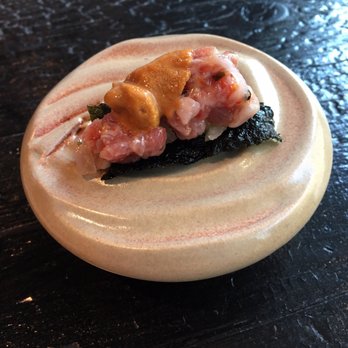 Robin - Crispy nori with beef tartare and uni (so. much. uni. everywhere.) - Sushi Bars Near Me - San Francisco, California Robin - Crispy nori with beef tartare and uni (so. much. uni. everywhere.) - Sushi Bars Near Me - San Francisco, California