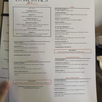 La Rustica - Menu - Italian Near Me - Oak Point, Texas