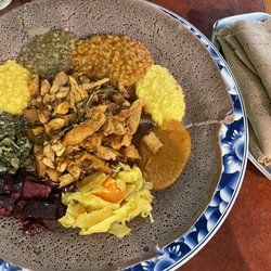 Almaz Cafe - Doro Tibs, vegetarian combo, gluten free injera