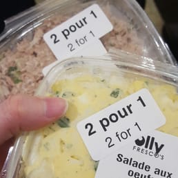 Egg and tuna salads. The items are discounted in the evening Egg and tuna salads. The items are discounted in the evening