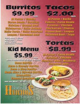 Menu photo 2 Huicho's Tacos Redlands, CA Menu photo 2 Huicho's Tacos Redlands, CA